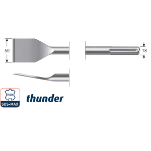 SDS-max spadebeitel, gebogen, Thunder, 50x380